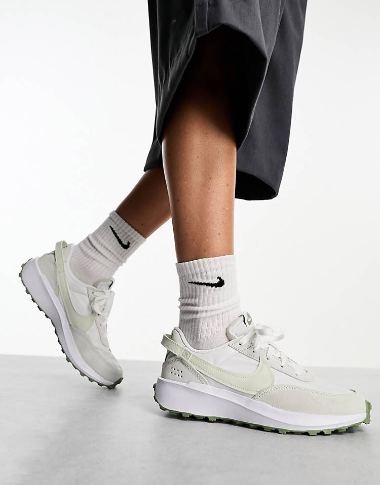 Nike Road To Wellness Waffle Debut sneakers in white & green